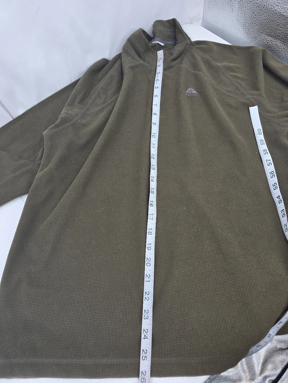 Vintage Nike ACG Men's‎ Army Green Quarter Zip Pullover Waffle Knit Y2K Medium.